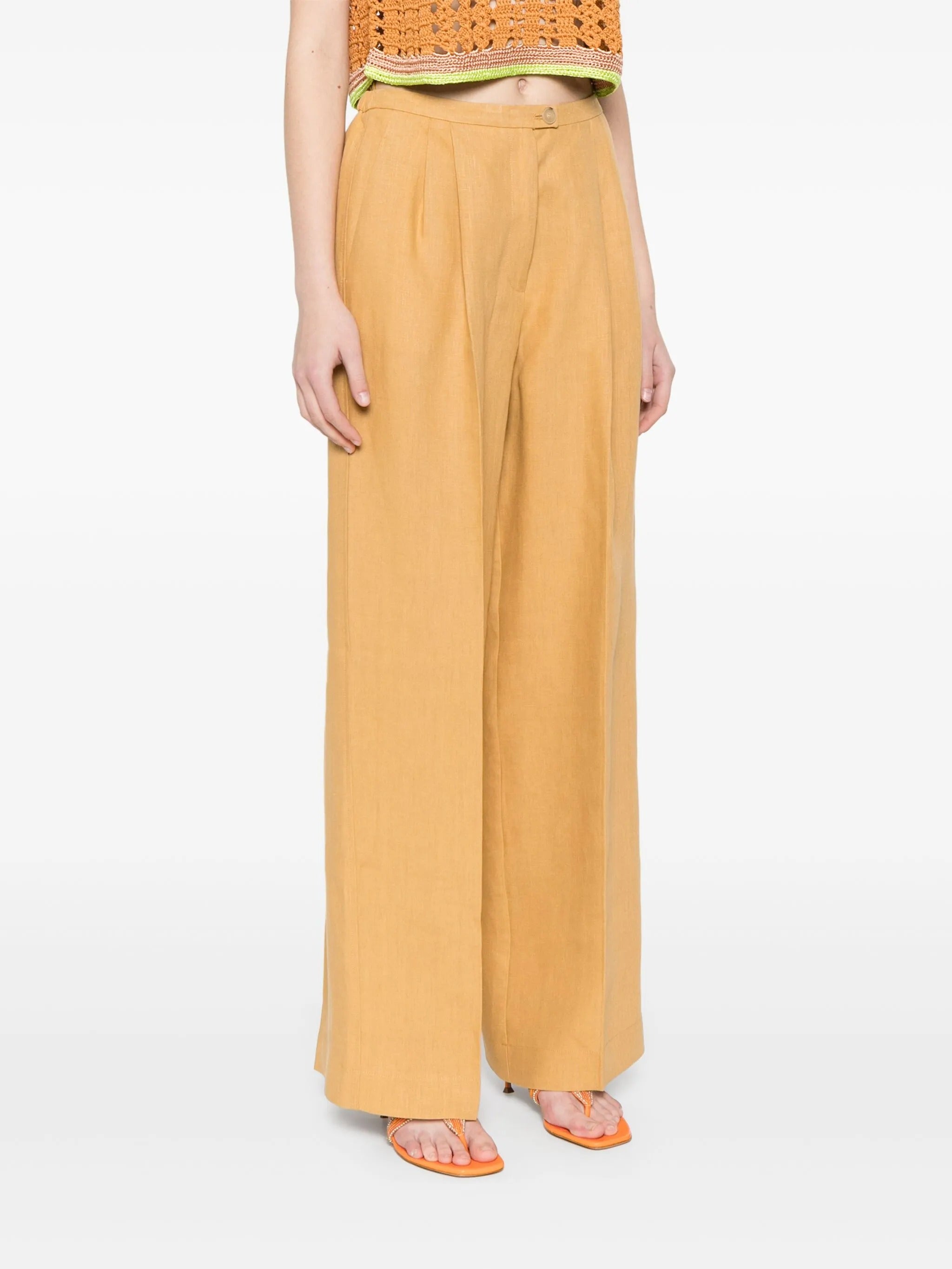 chic linen canvas darted pants