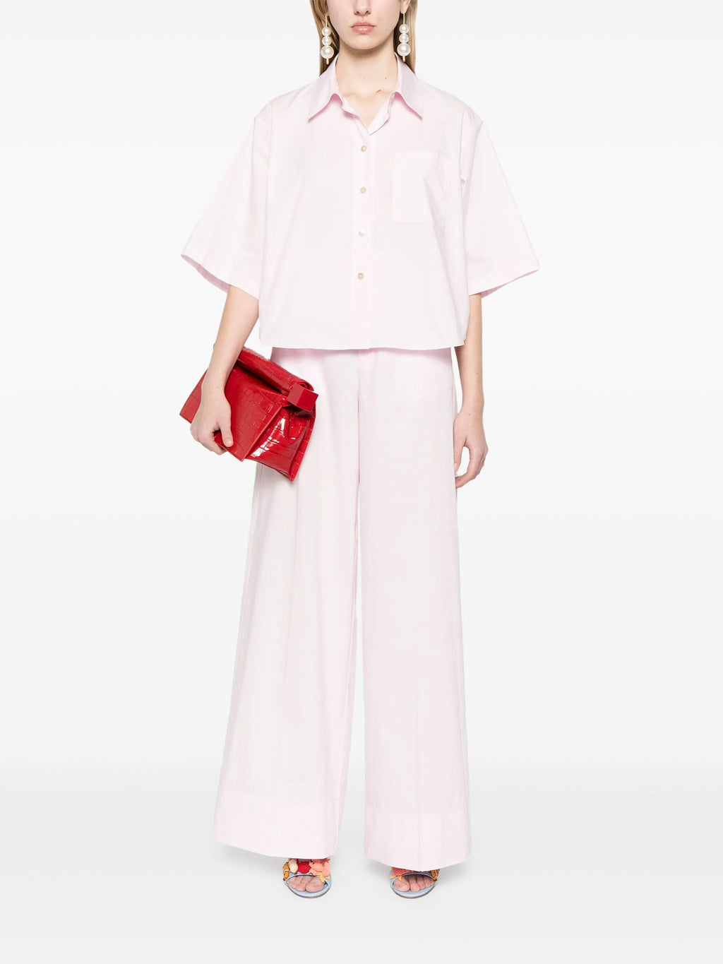 BCI cotton popline essential flared pants
