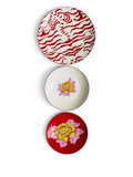 Porcelain Plate Set Of 3 Indian Tiger Red