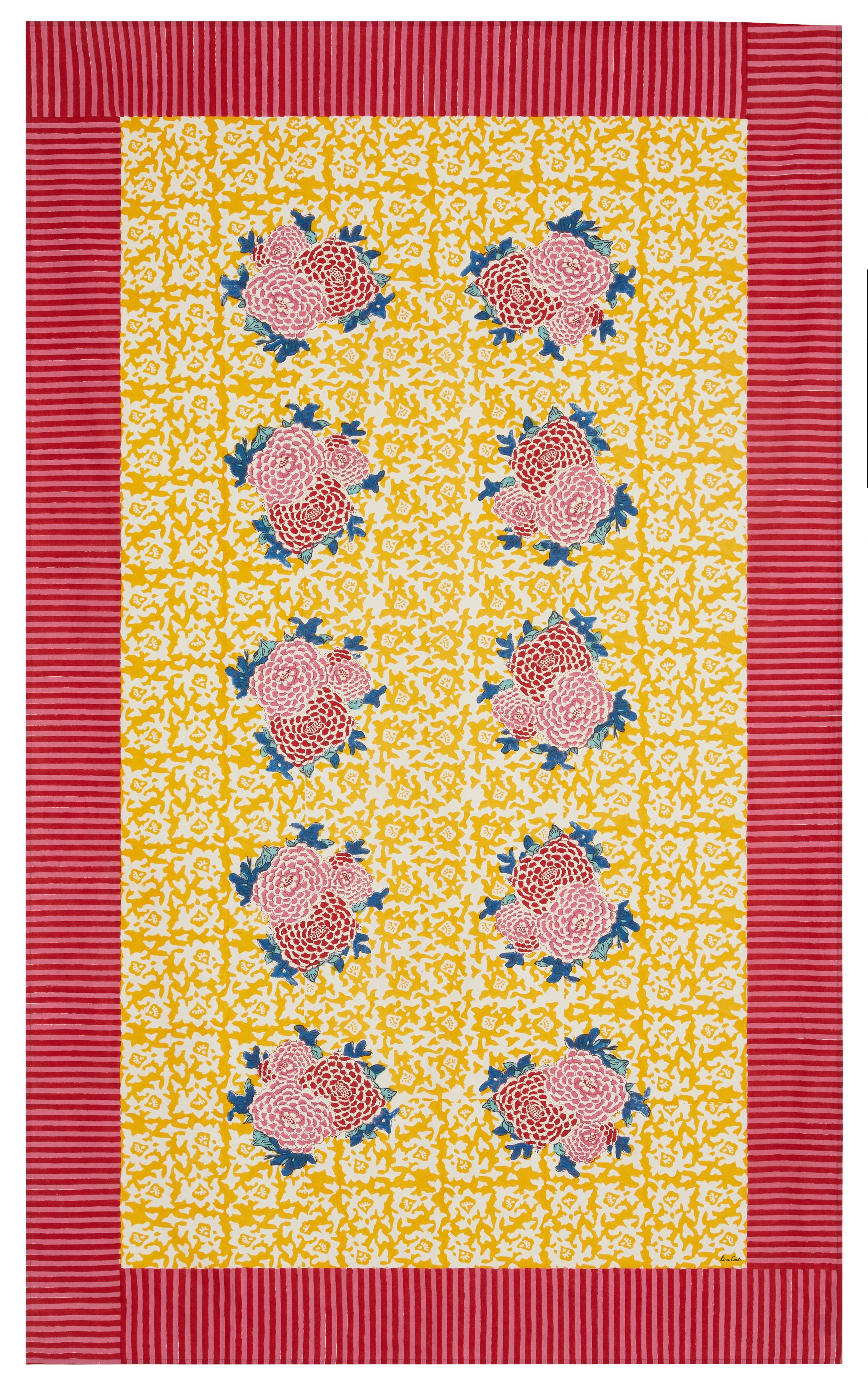 Cotton Cloth 140x240cm Arabesque Corolla Gold Natu