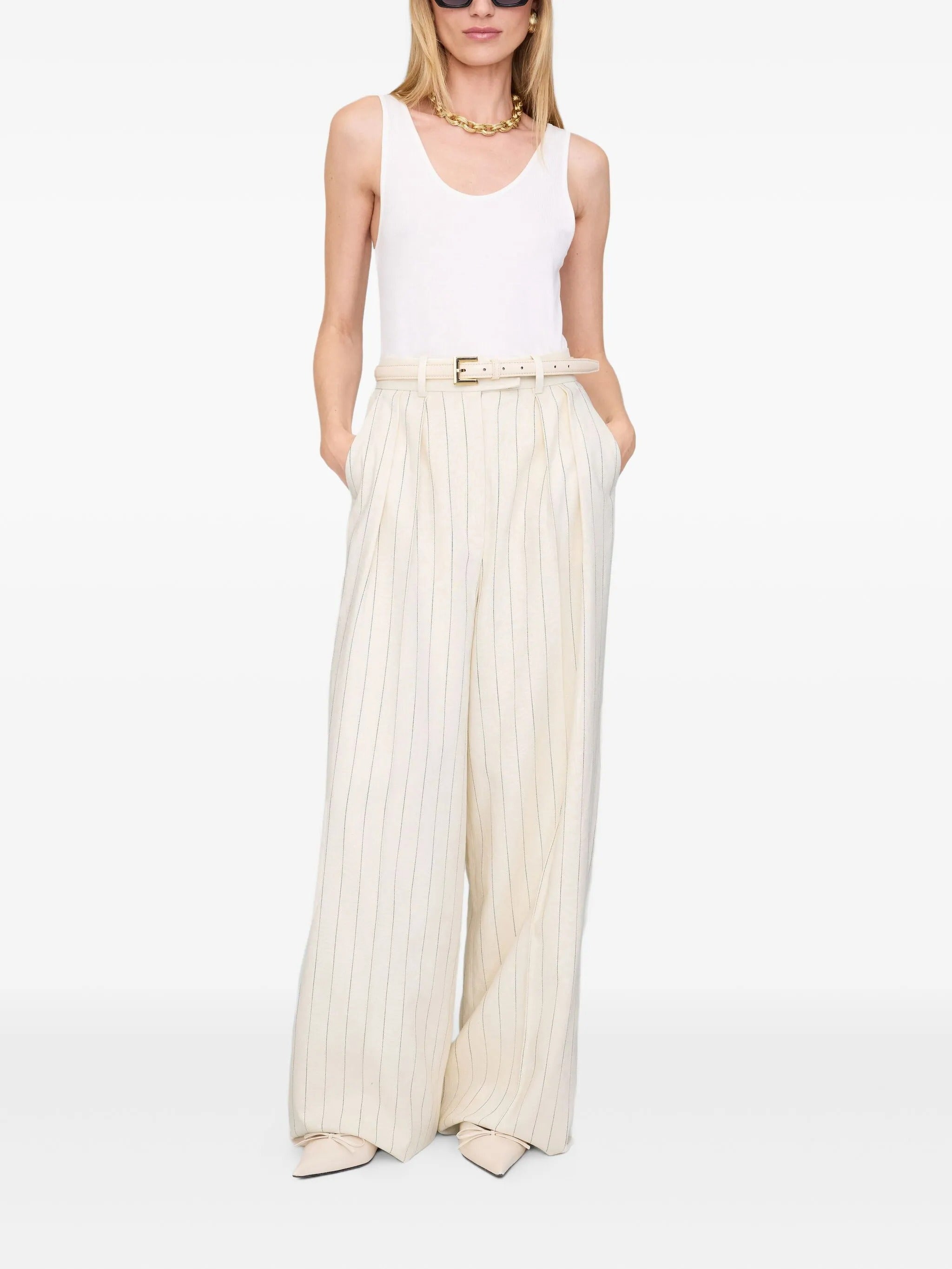 LOU TROUSER - CREAM AND BLACK STRIPE
