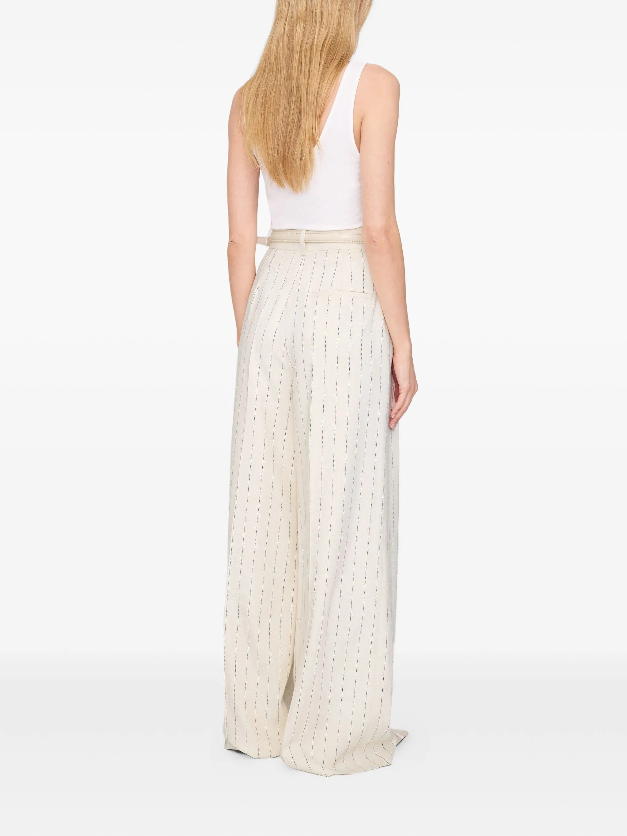 LOU TROUSER - CREAM AND BLACK STRIPE