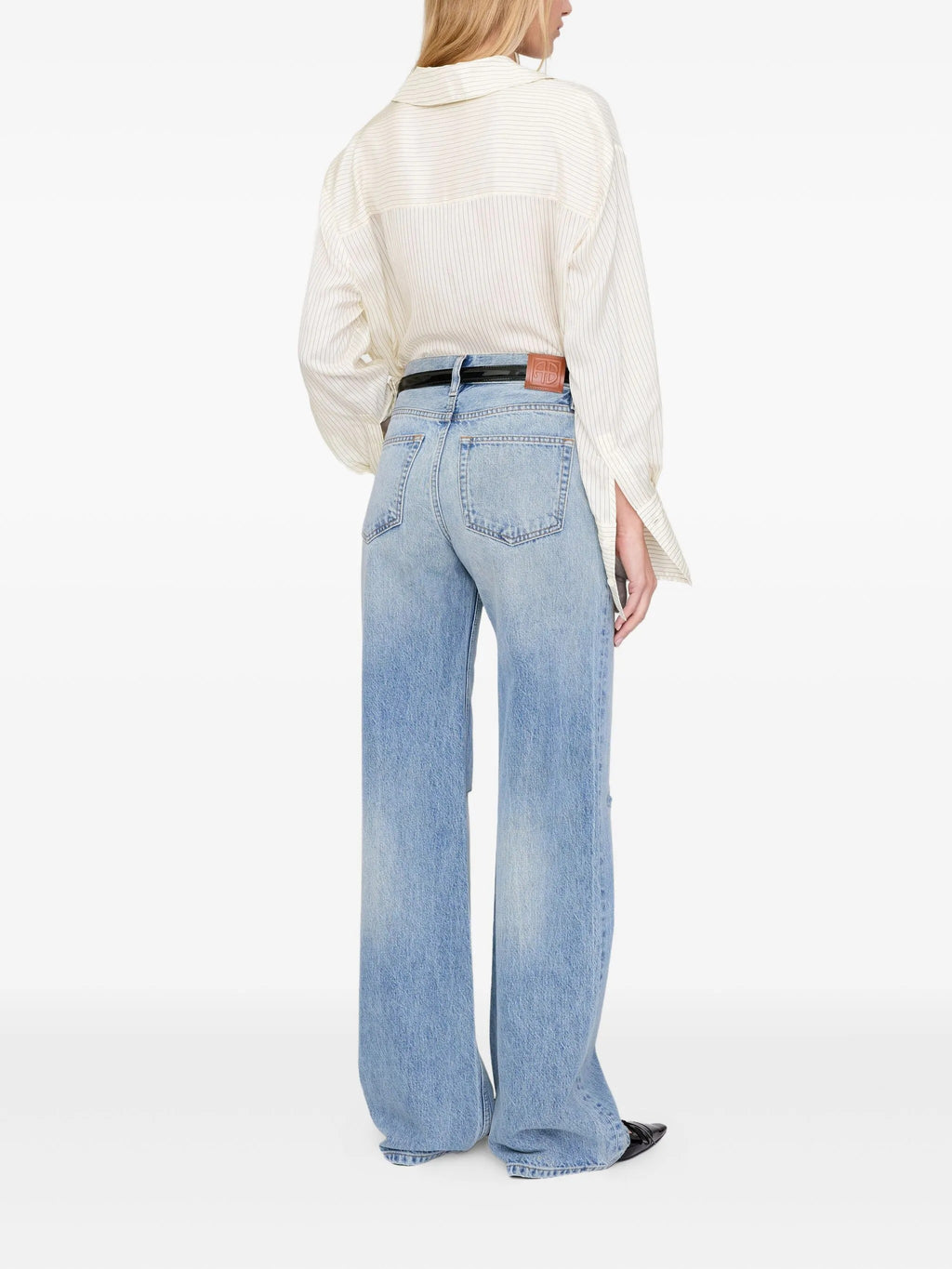 BRIDGET SHIRT - IVORY AND BLACK PINSTRIPE