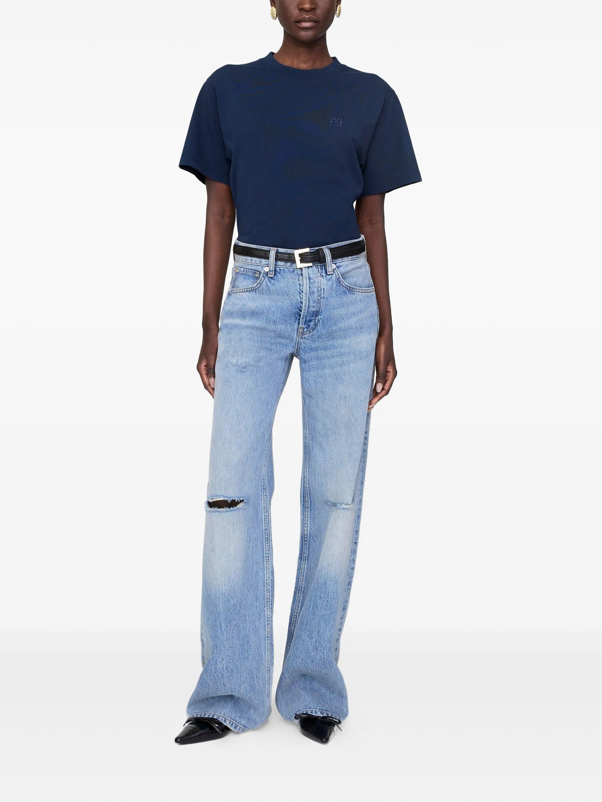 LILI TEE FRAMED MONOGRAM - WASHED NAVY