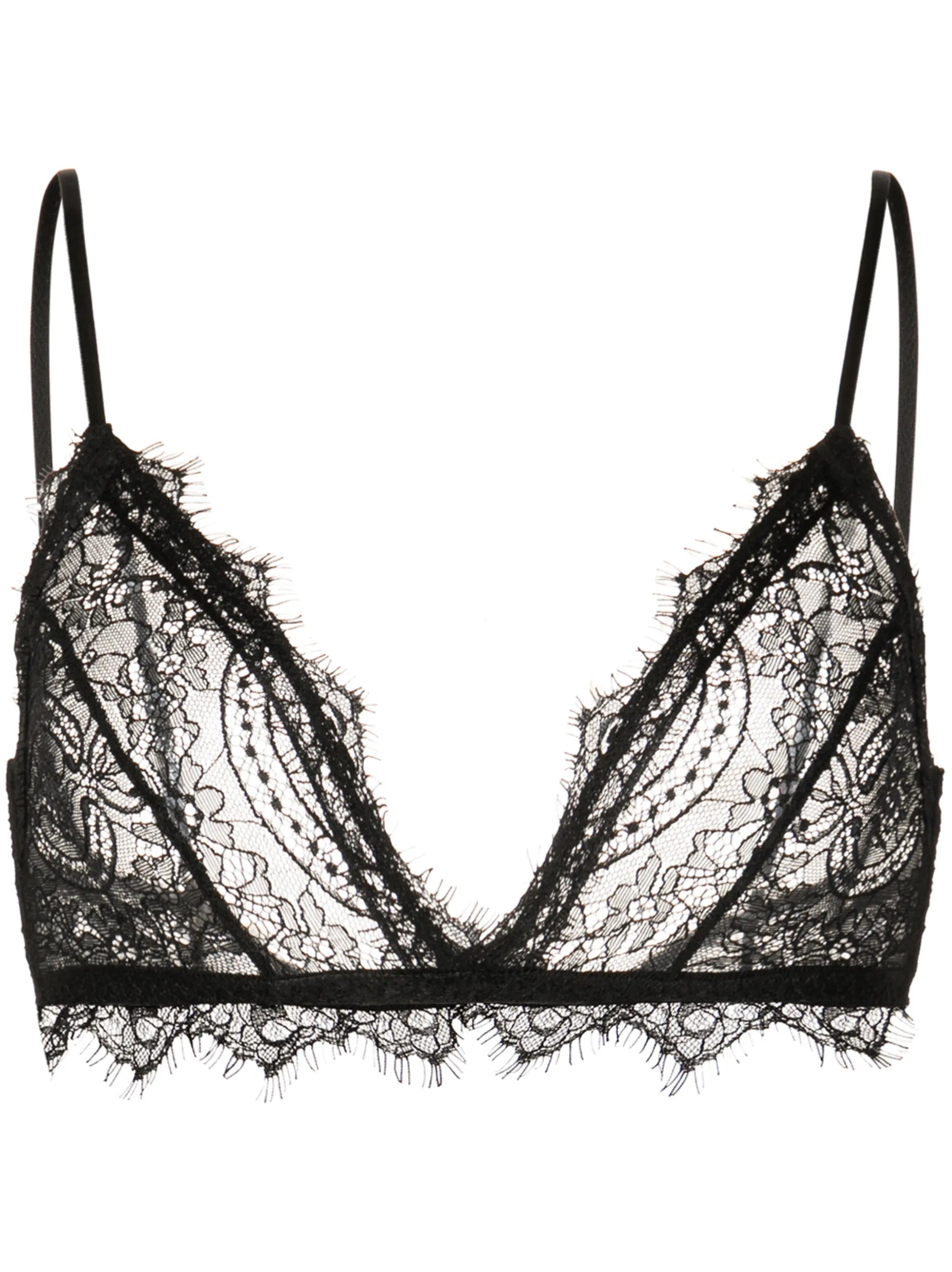 LACE BRA WITH TRIM - BLACK