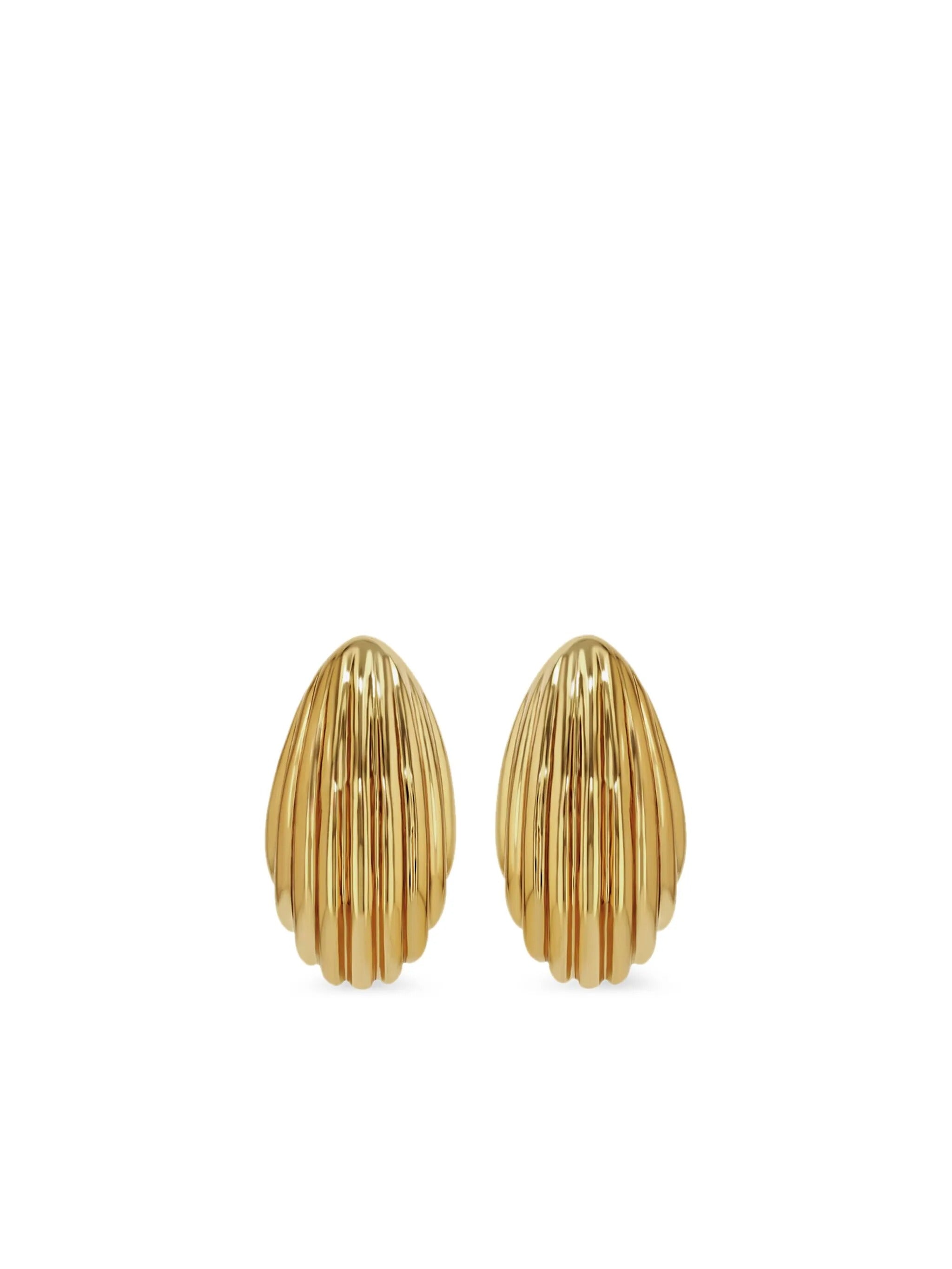 SMALL RIBBED DROP EARRINGS - GOLD