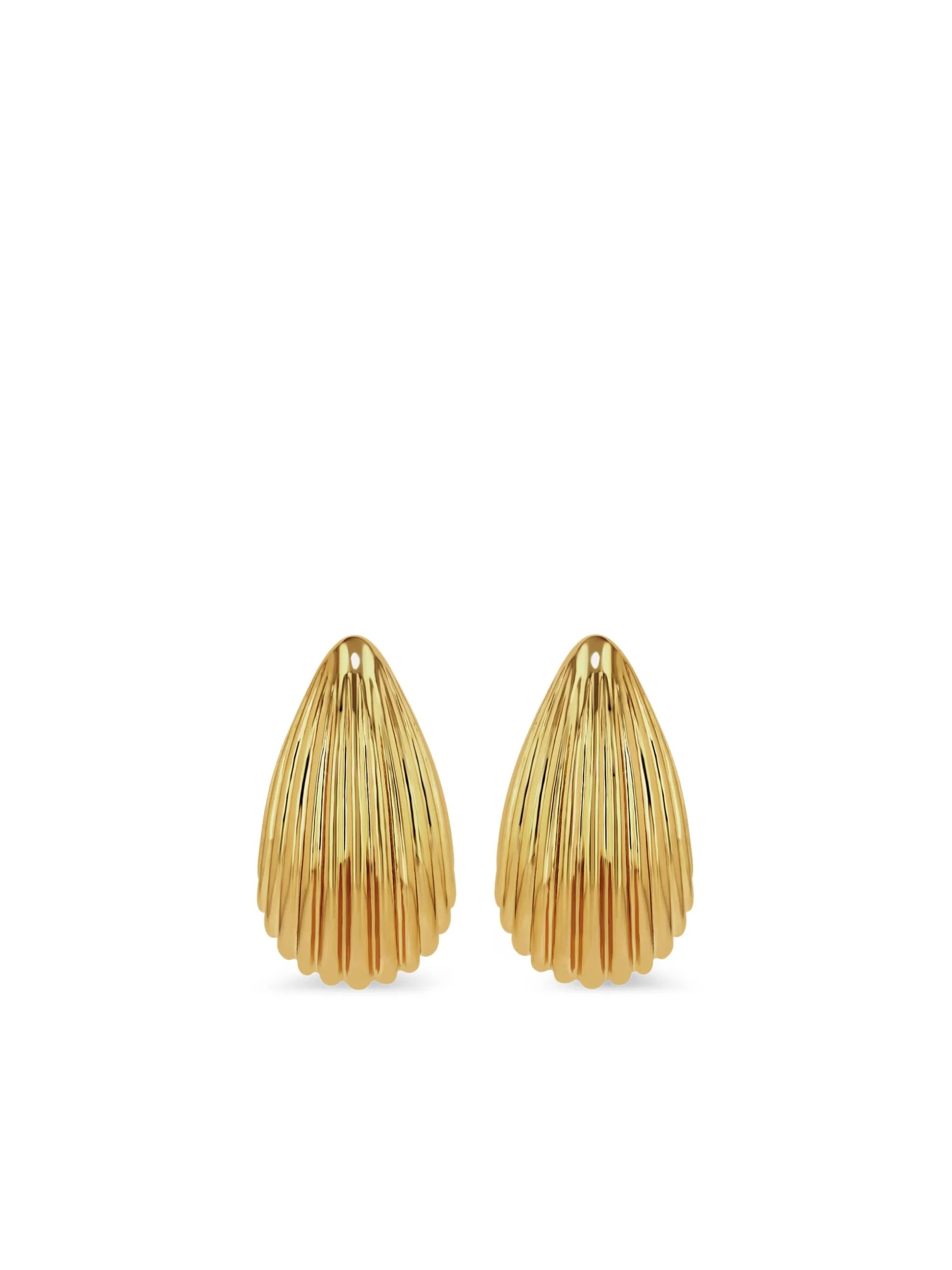 RIBBED DROP EARRINGS - GOLD