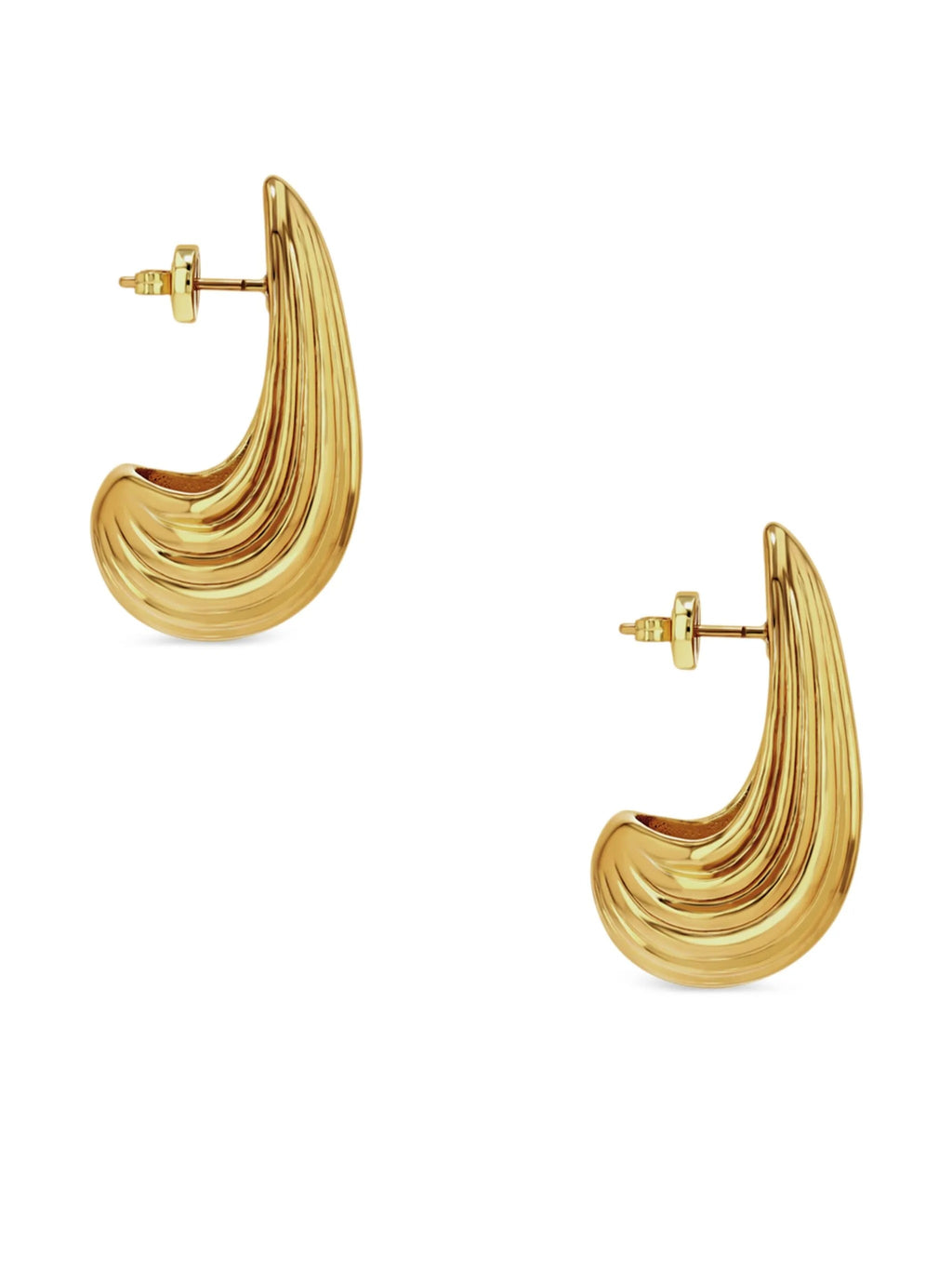 RIBBED DROP EARRINGS - GOLD