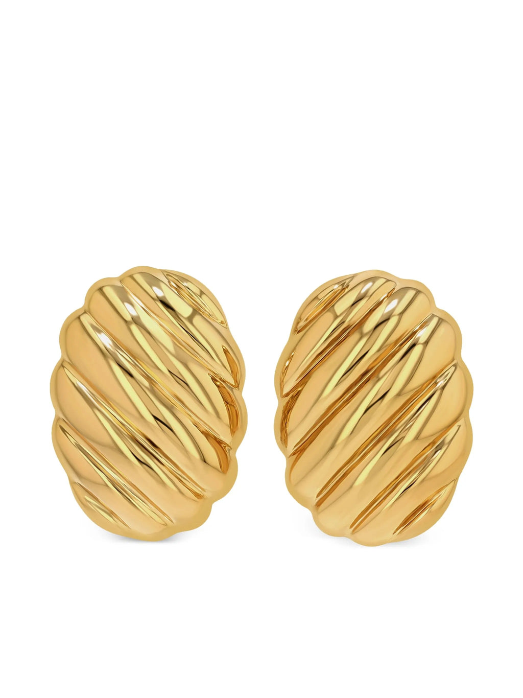 RIBBED OVAL EARRINGS - GOLD