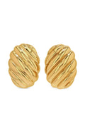 RIBBED OVAL EARRINGS - GOLD