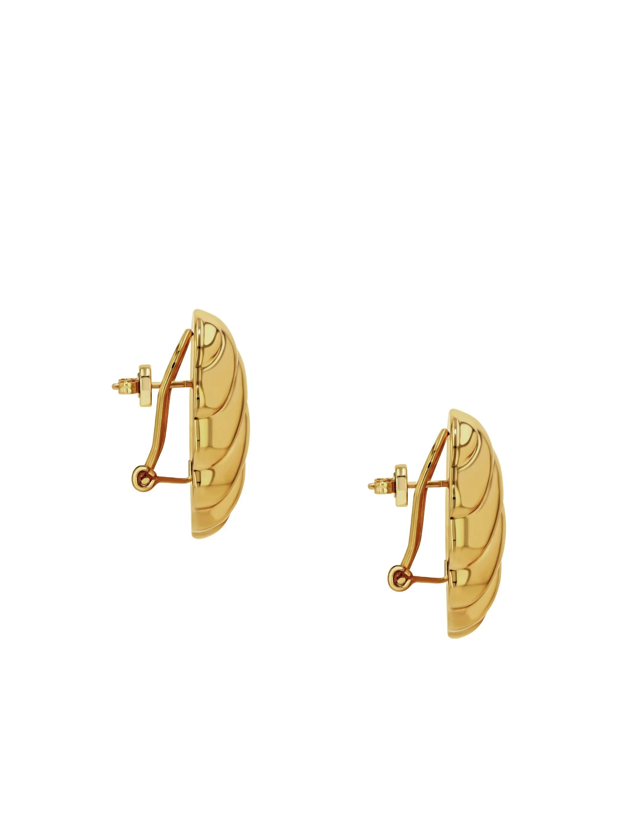 RIBBED OVAL EARRINGS - GOLD