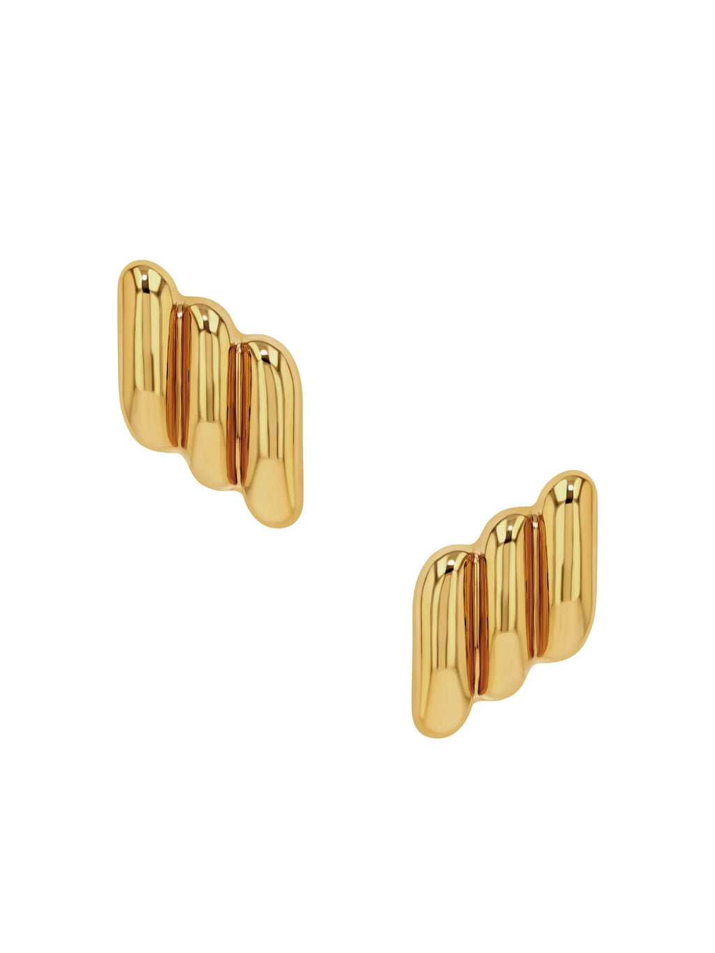 DIAGONAL RIBBED EARRINGS - GOLD