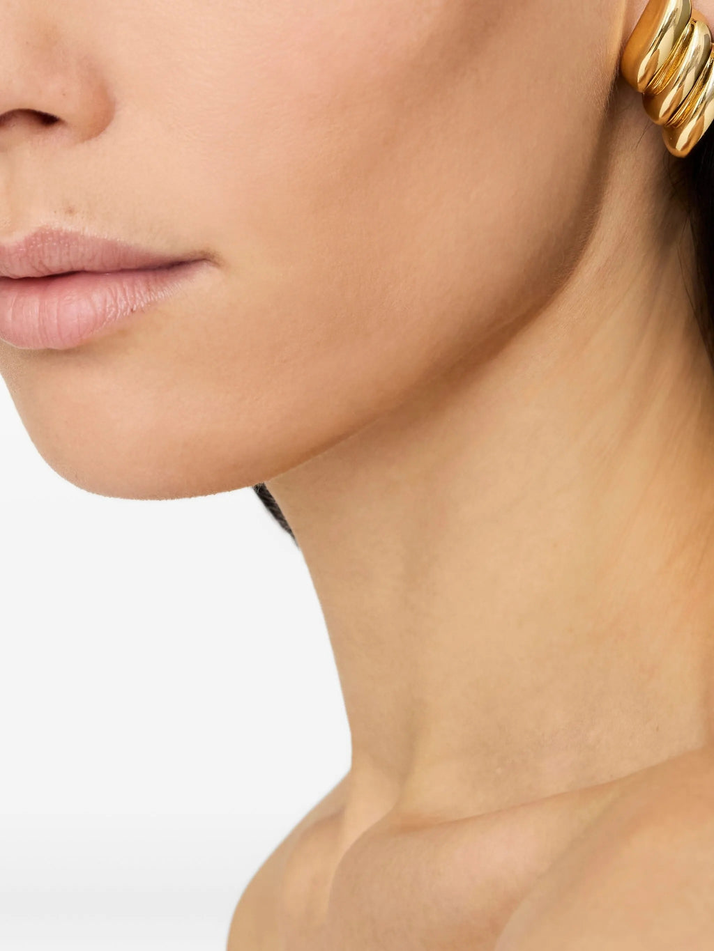 DIAGONAL RIBBED EARRINGS - GOLD