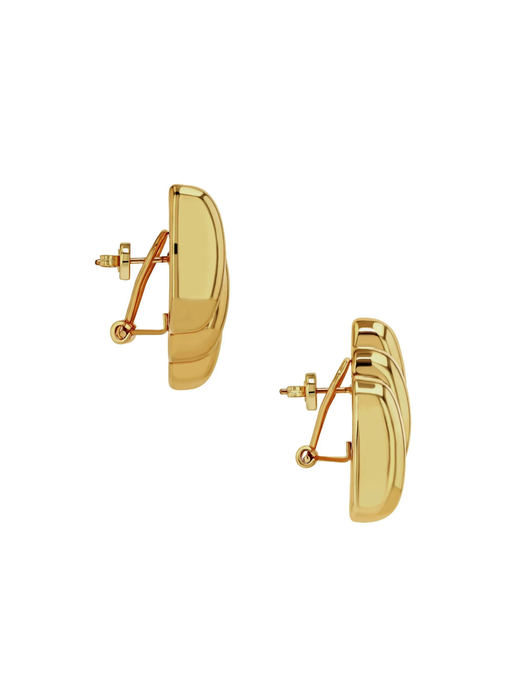 DIAGONAL RIBBED EARRINGS - GOLD