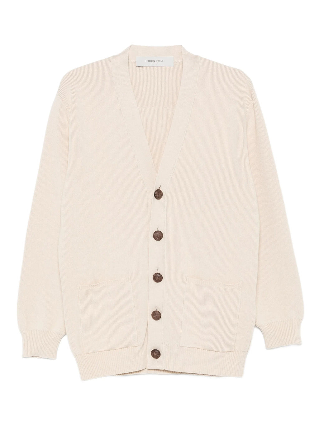 GOLDEN W`S KNIT CARDIGAN ORGANIC COTTON WITH LOGO