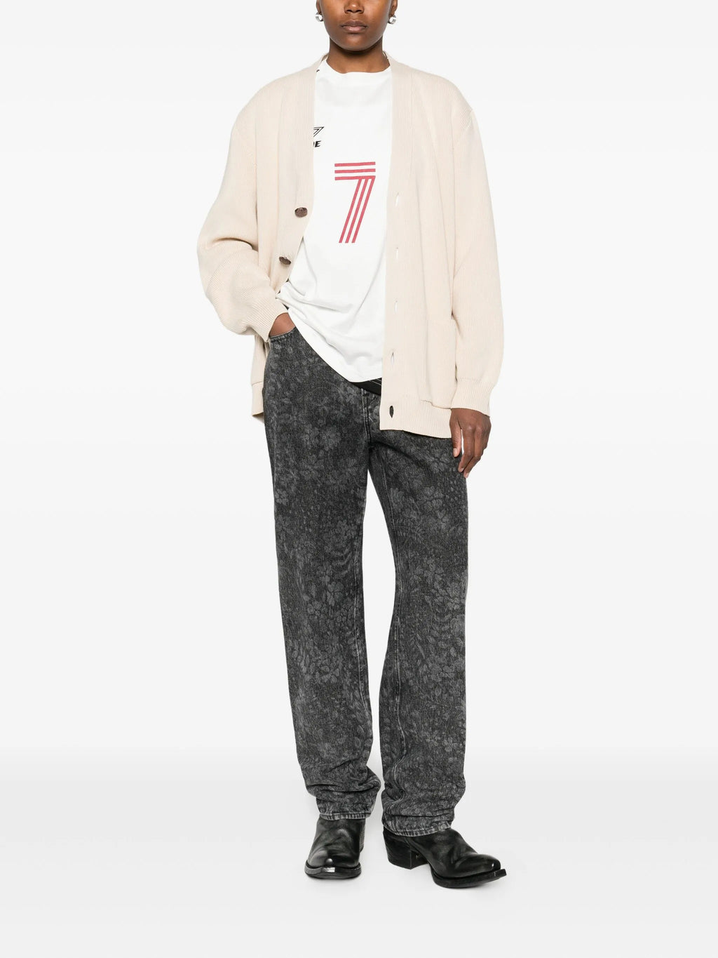 GOLDEN W`S KNIT CARDIGAN ORGANIC COTTON WITH LOGO