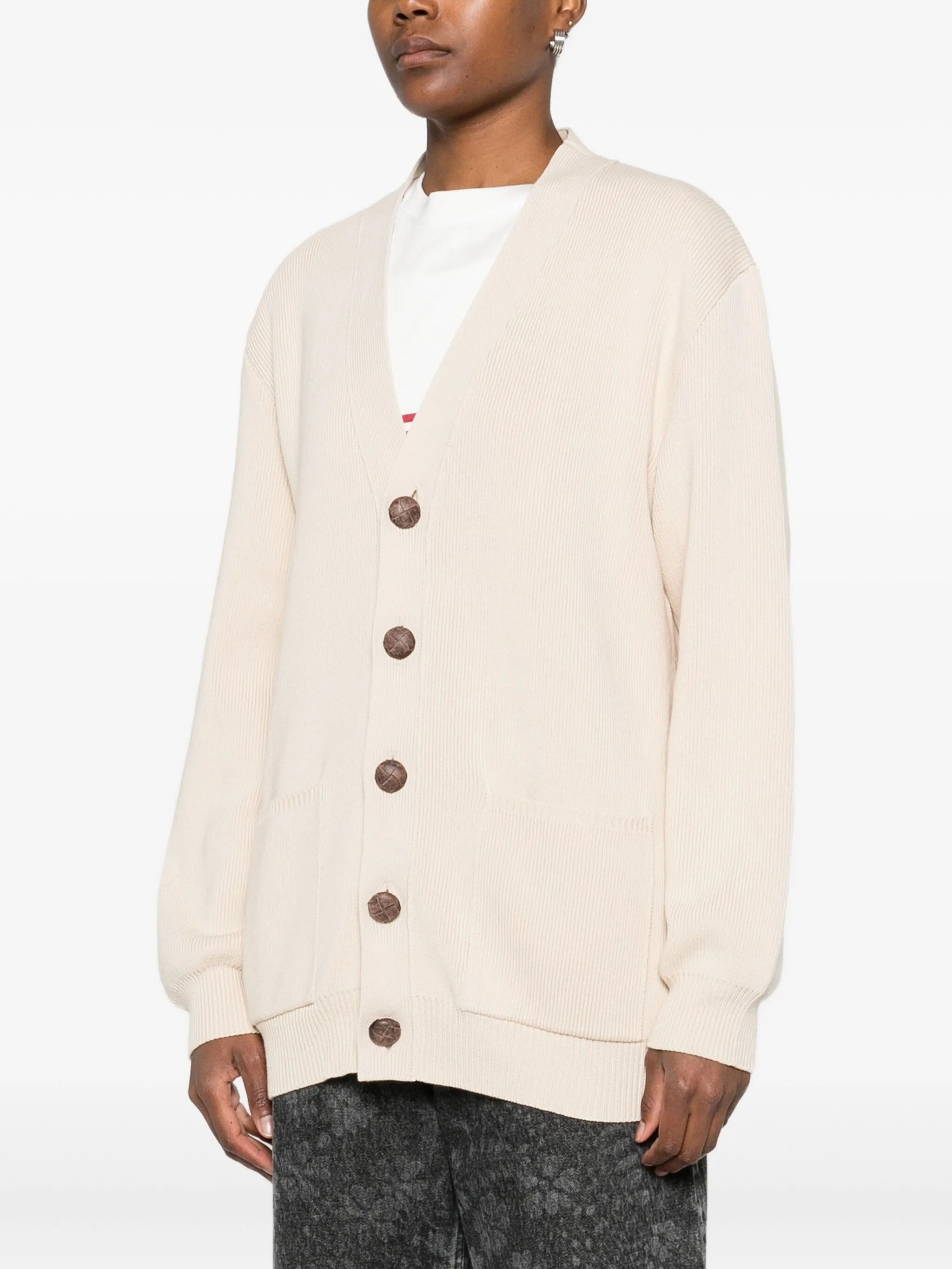 GOLDEN W`S KNIT CARDIGAN ORGANIC COTTON WITH LOGO