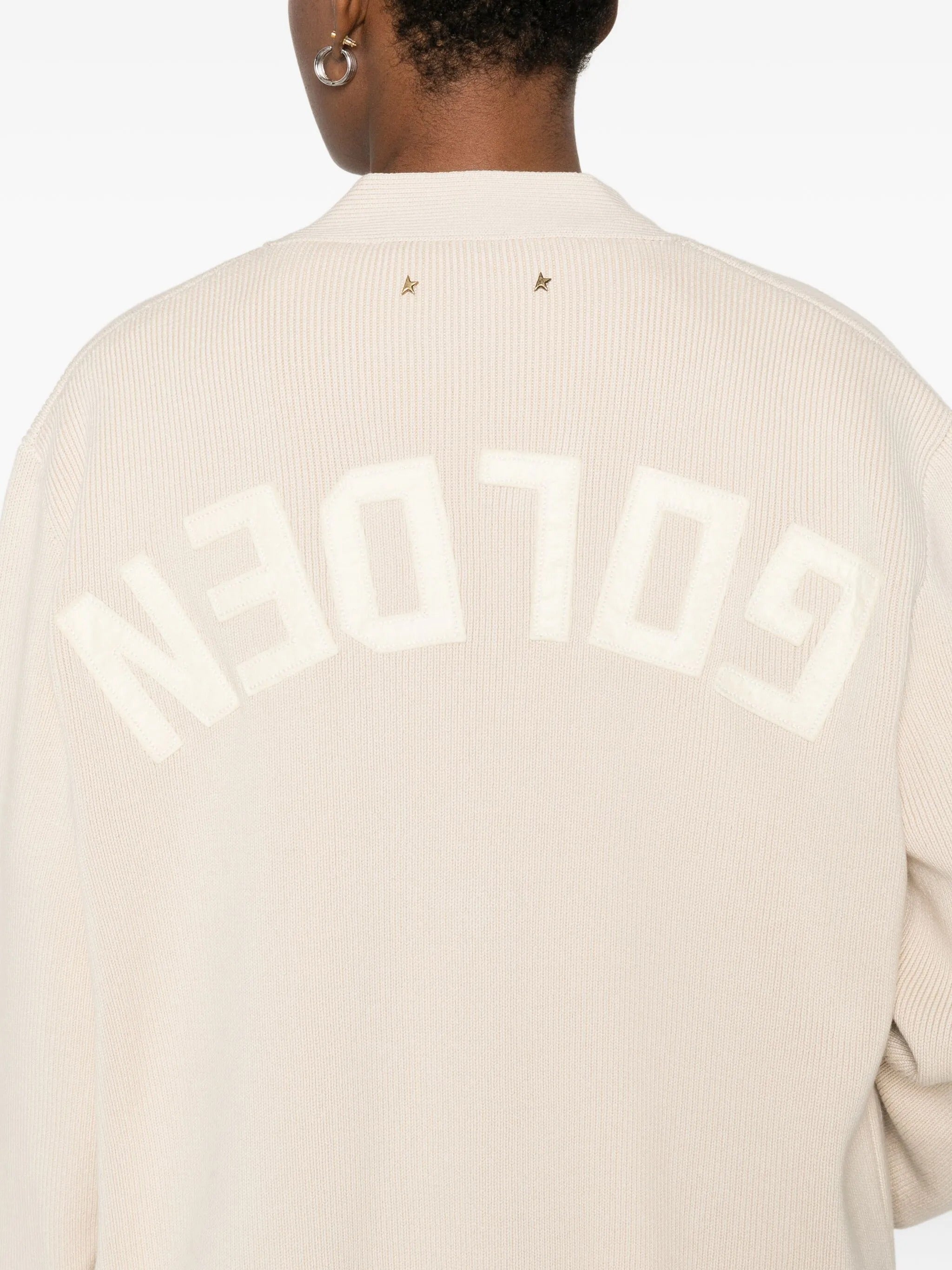 GOLDEN W`S KNIT CARDIGAN ORGANIC COTTON WITH LOGO