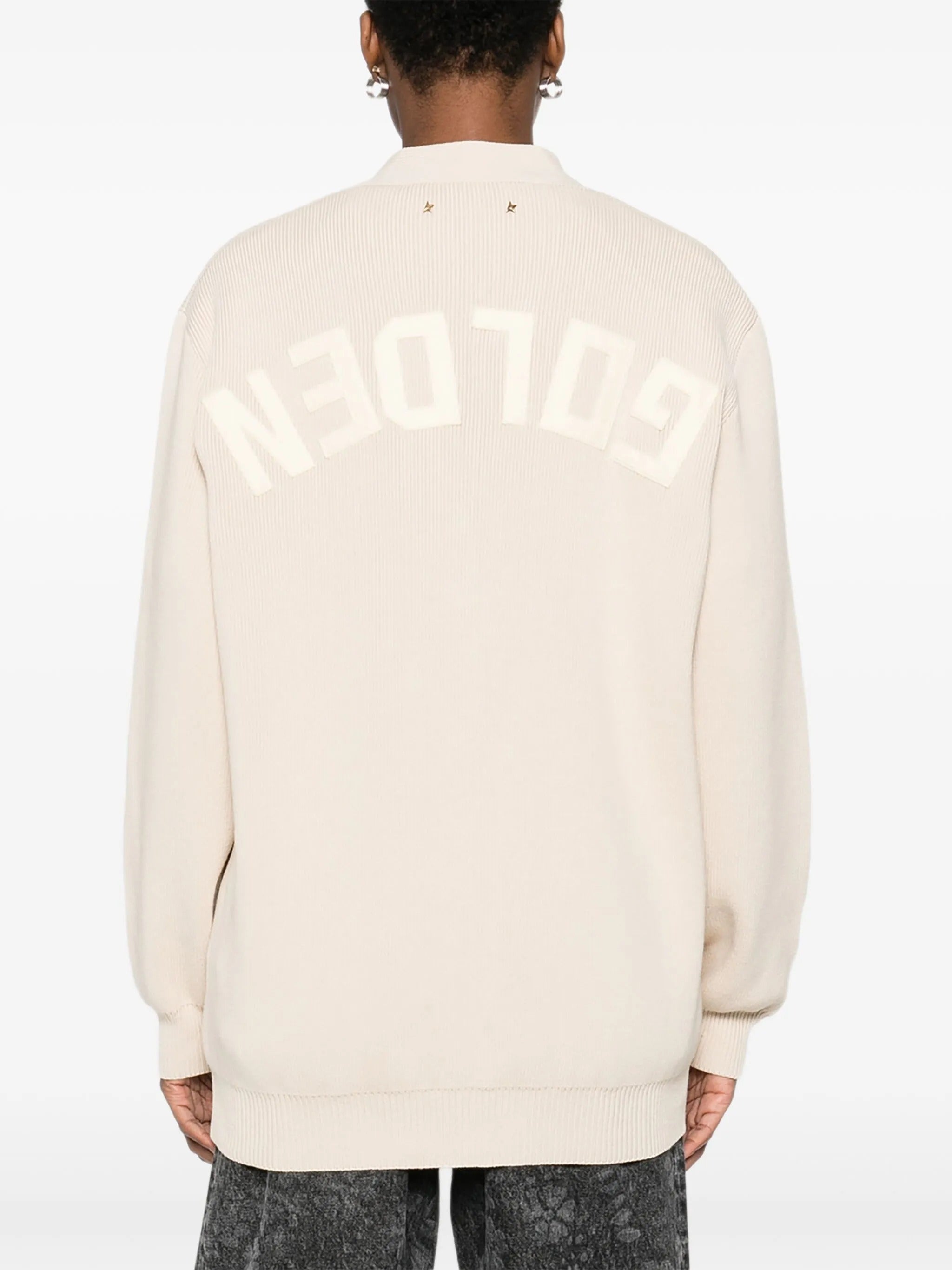 GOLDEN W`S KNIT CARDIGAN ORGANIC COTTON WITH LOGO