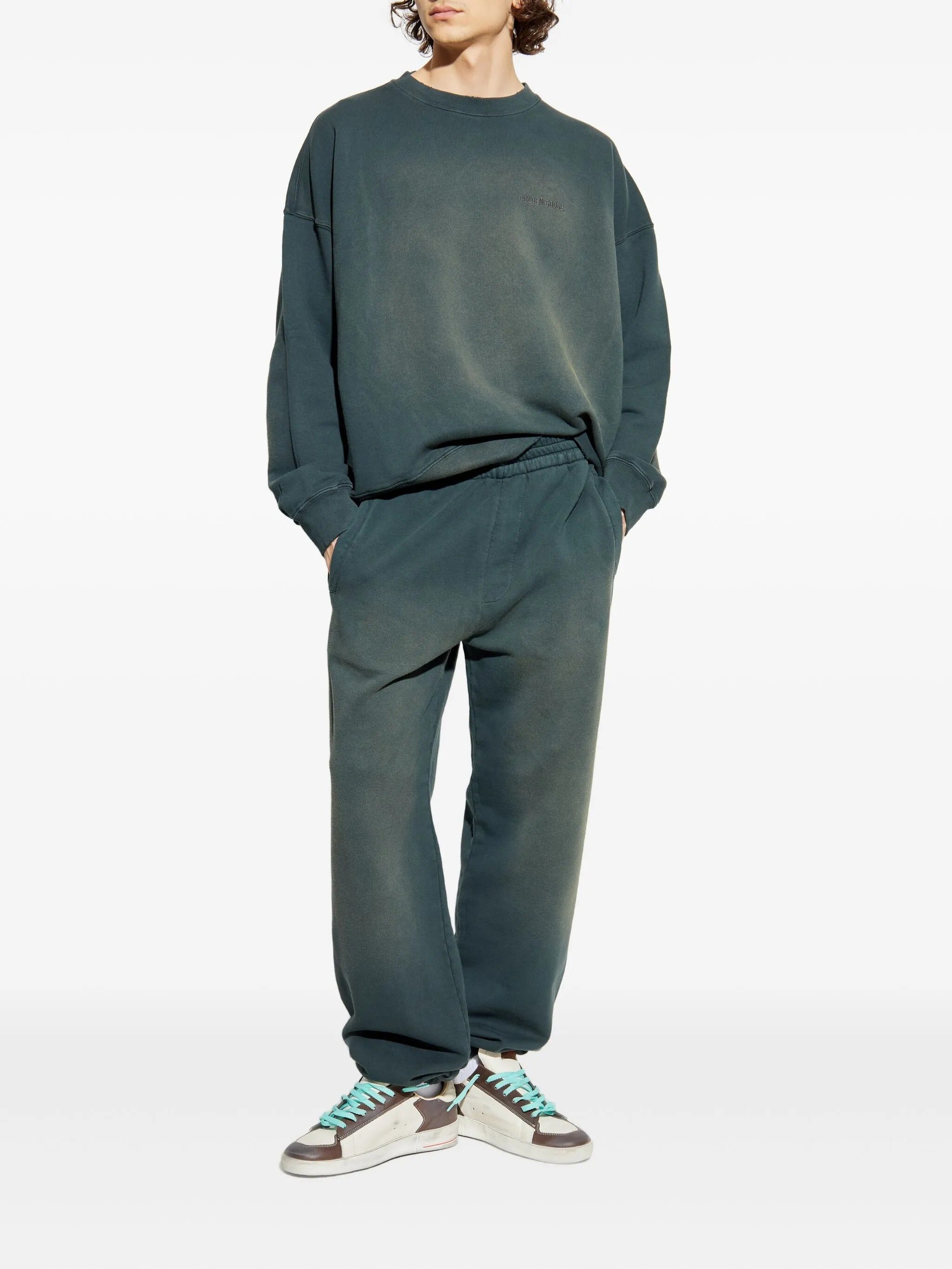 JOURNEY UNISEX CREW NECK DYED COTTON FLEECE BLEACHING EFFECT WITH EMBROIDERY