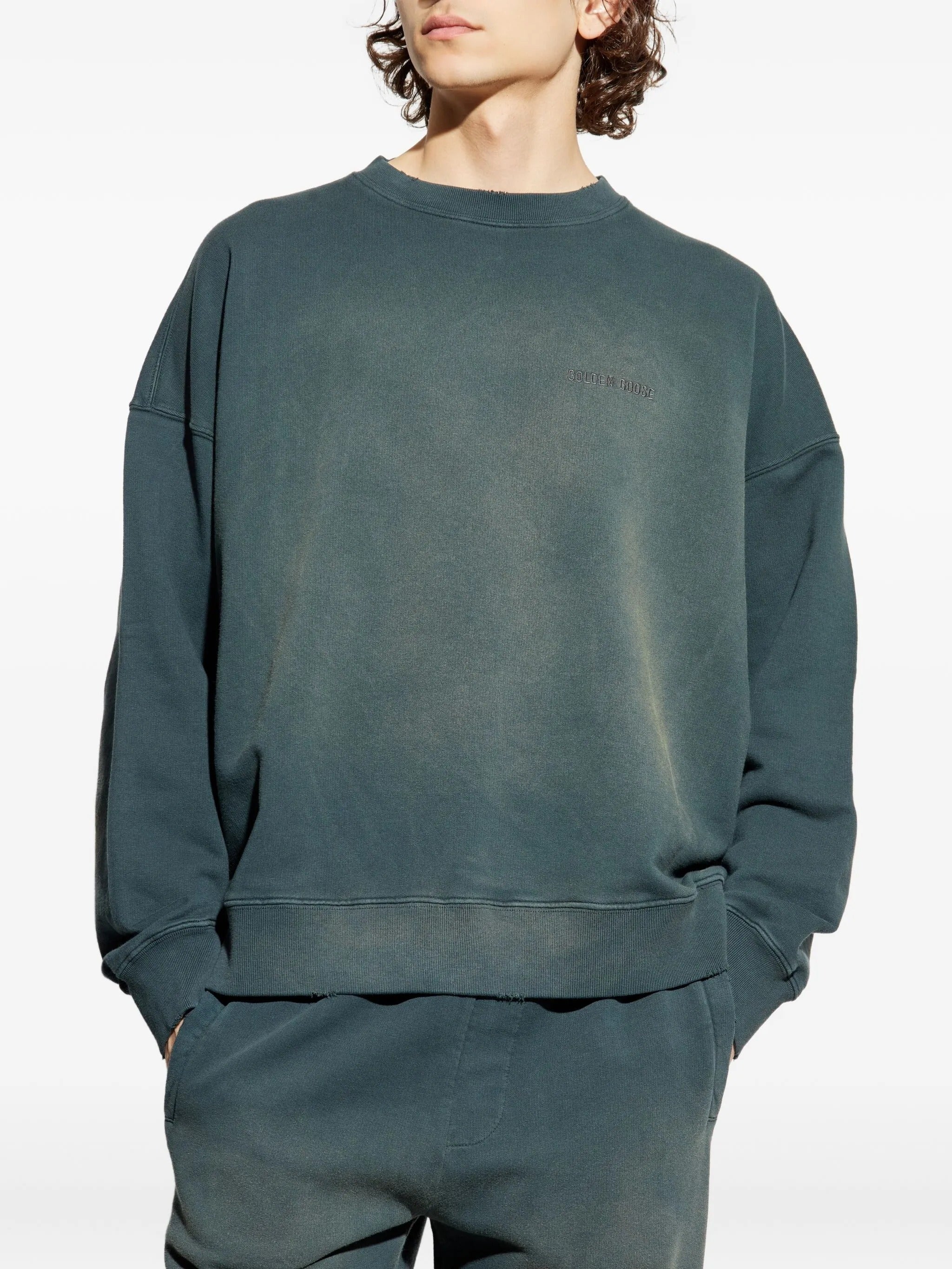 JOURNEY UNISEX CREW NECK DYED COTTON FLEECE BLEACHING EFFECT WITH EMBROIDERY
