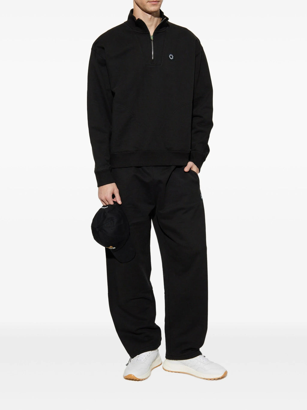 GOTS BOKE FLOWER 2.0 EMBROIDERED HALF ZIP SWEATSHI