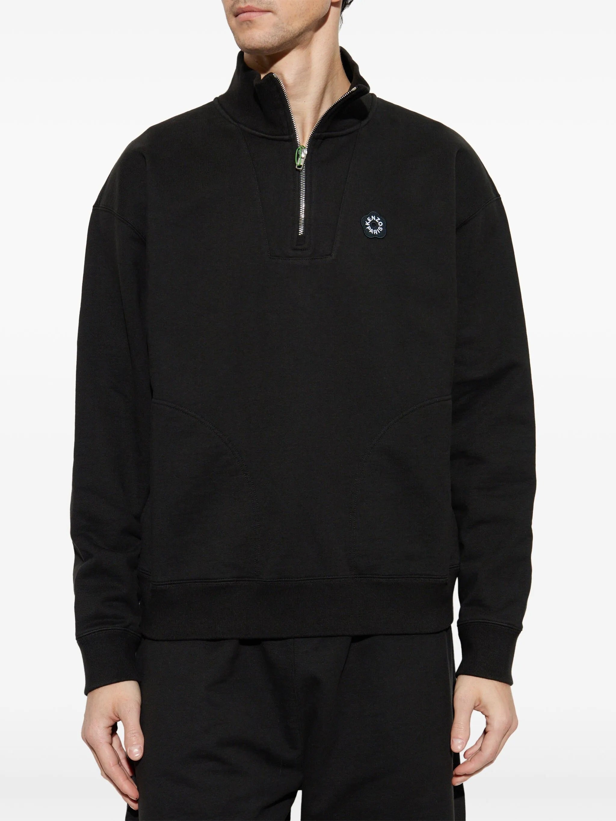 GOTS BOKE FLOWER 2.0 EMBROIDERED HALF ZIP SWEATSHI