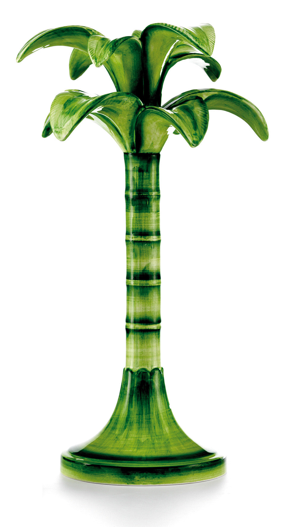 CERAMIC PALM CANDLEHOLDER - LARGE (GREEN)