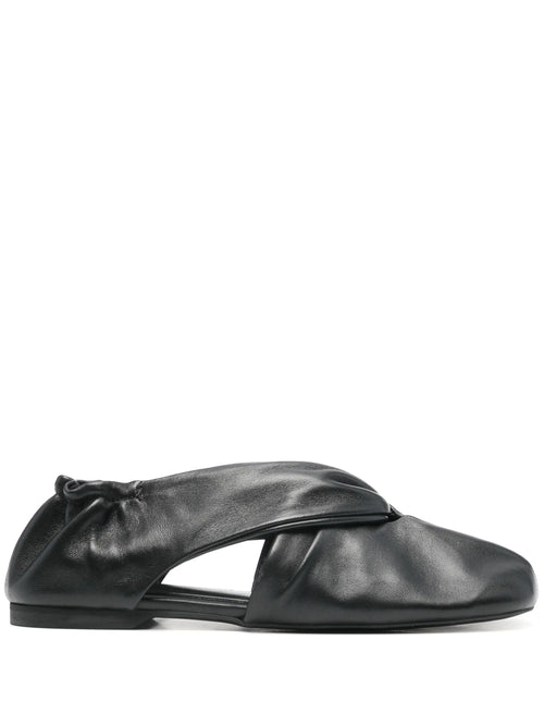 Alaula Black Leather Ballet Flats