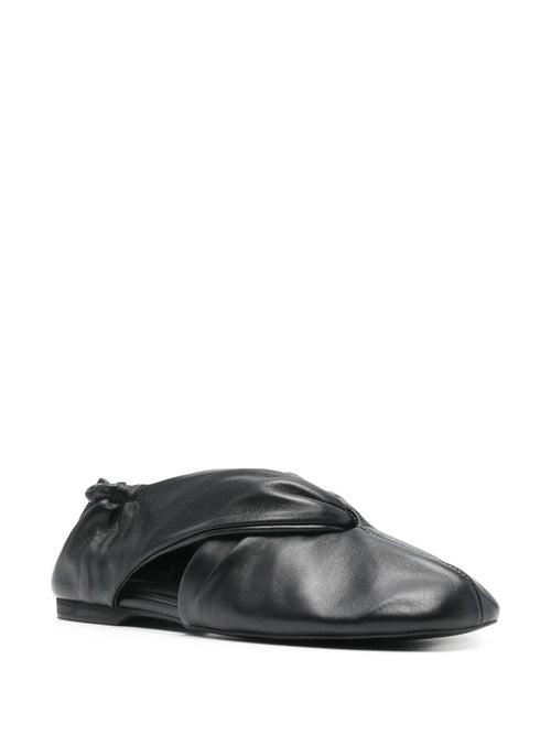 Alaula Black Leather Ballet Flats