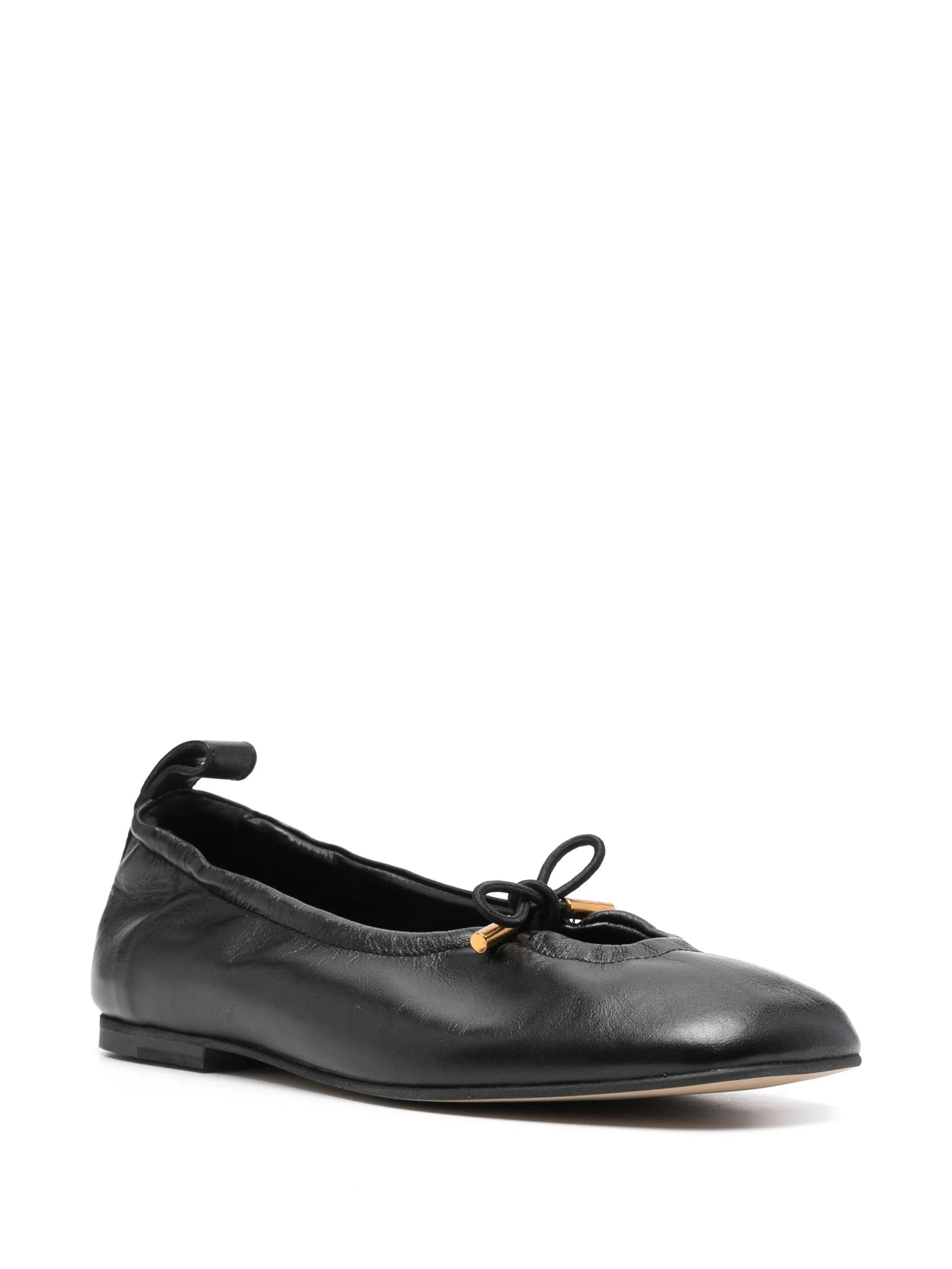 Rosalind Black Leather Ballet Flats