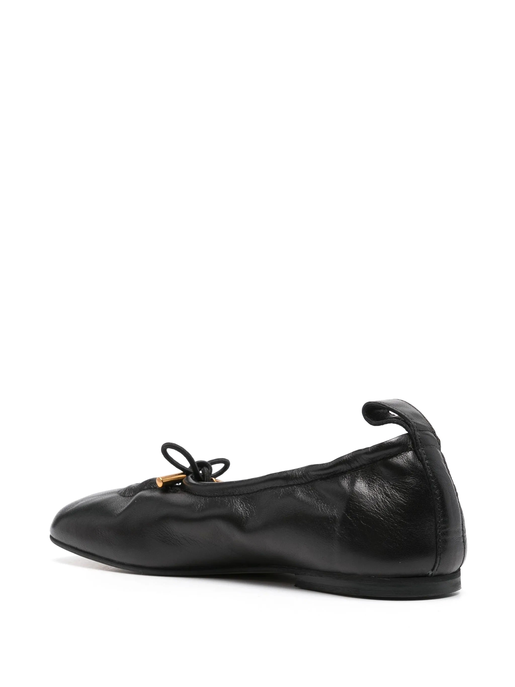 Rosalind Black Leather Ballet Flats