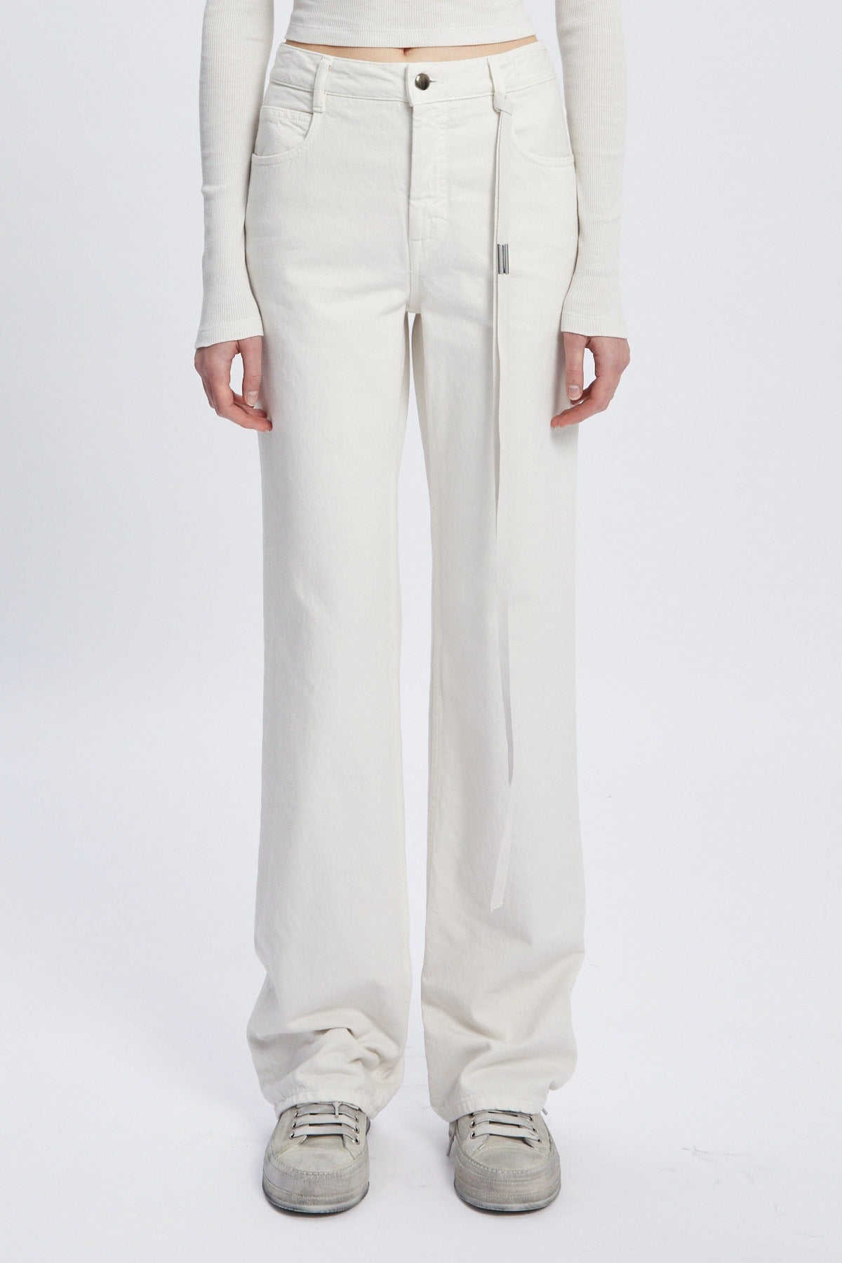 ONA 5-POCKETS SLIM FIT FLARED TROUSERS