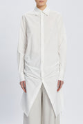SANDRINA HIGH COMFORT SHIRT WITH DRAWSTRINGS AND "SCRIPT" PRINT