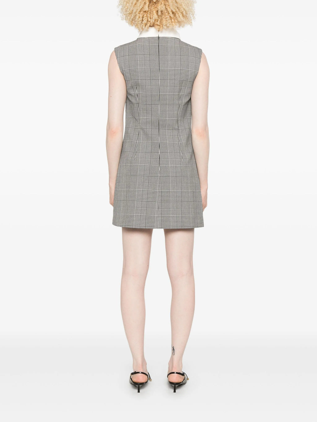 SLEEVELESS PRINCE OF WALES CHECK MINI DRESS