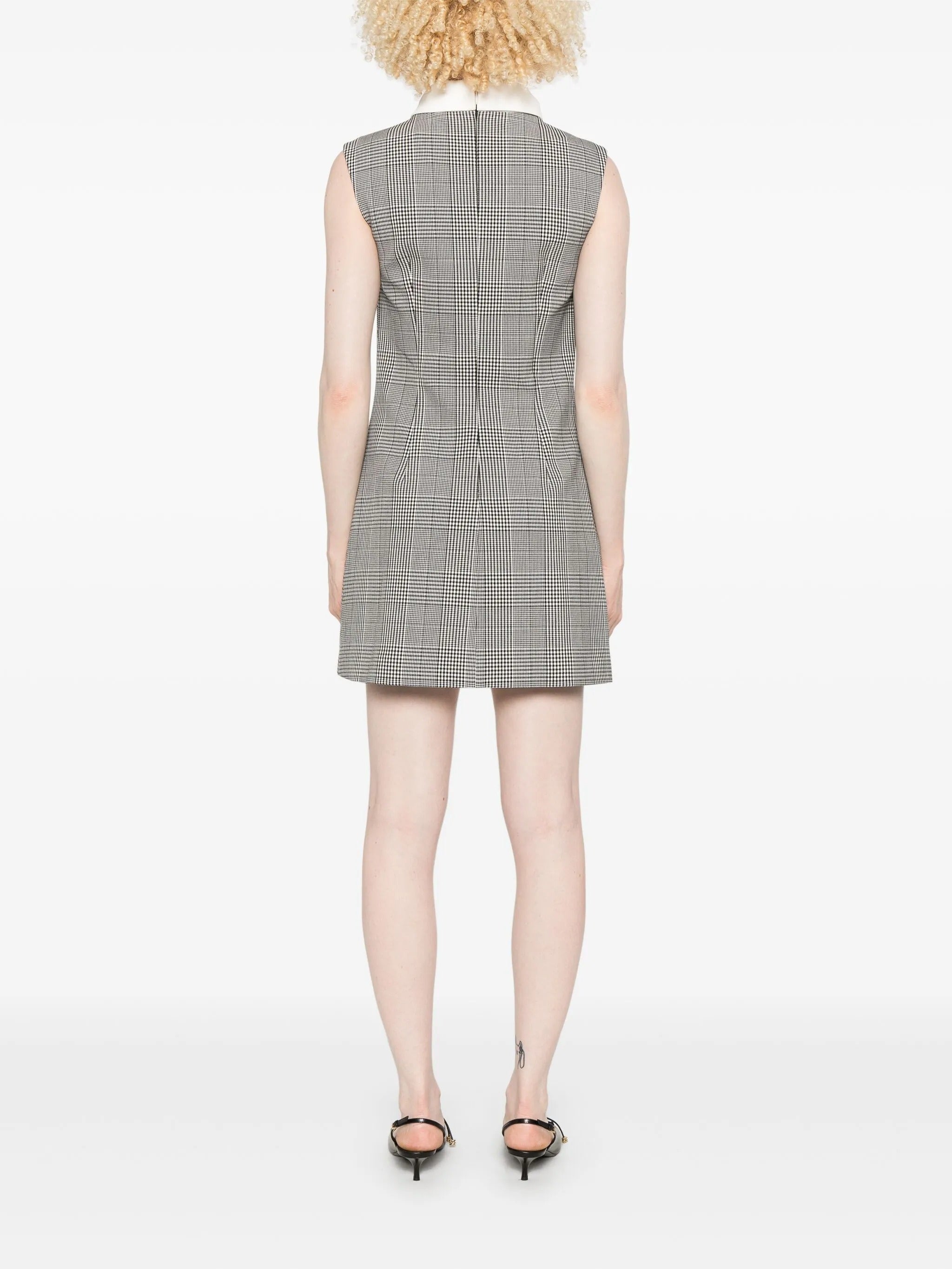 SLEEVELESS PRINCE OF WALES CHECK MINI DRESS