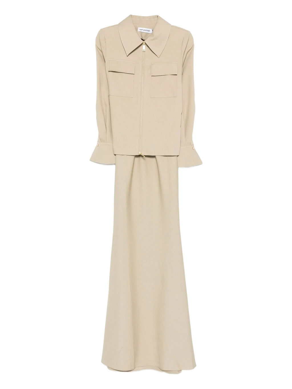 BEIGE TWILL MAXI DRESS