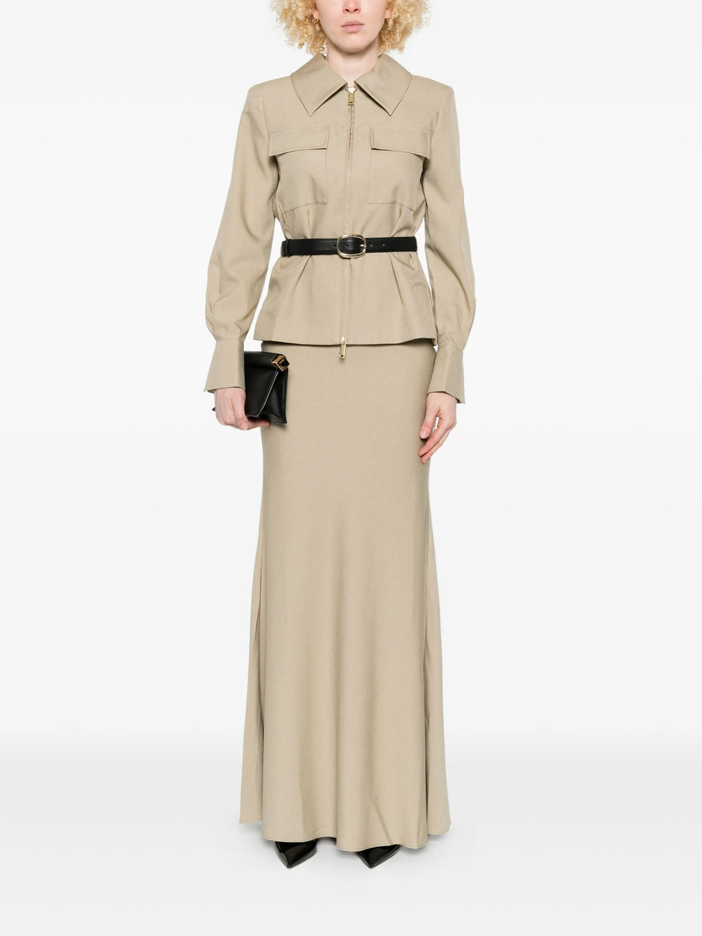 BEIGE TWILL MAXI DRESS
