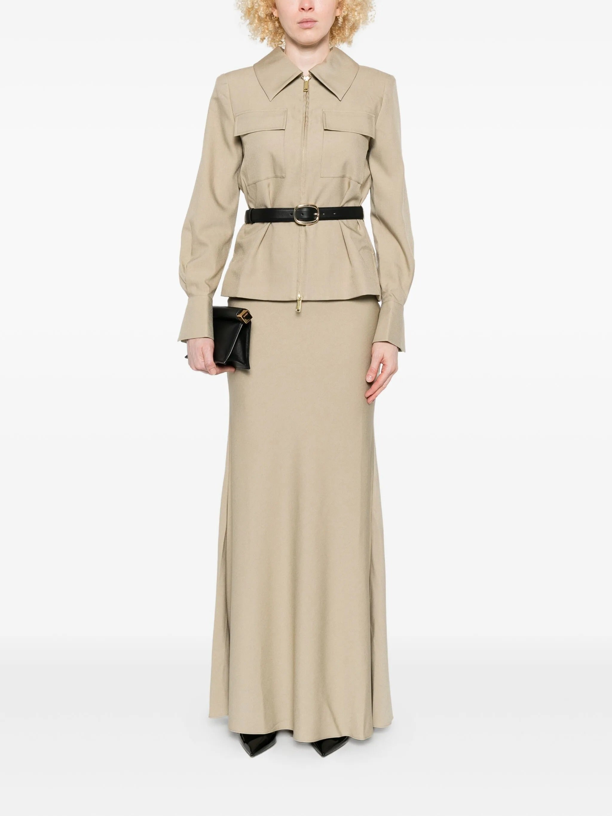 BEIGE TWILL MAXI DRESS