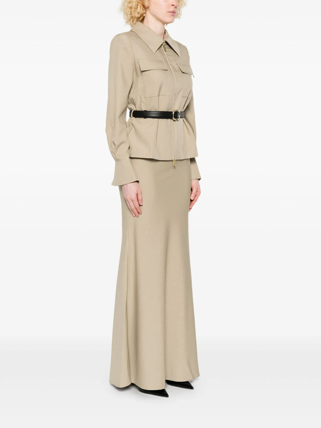 BEIGE TWILL MAXI DRESS