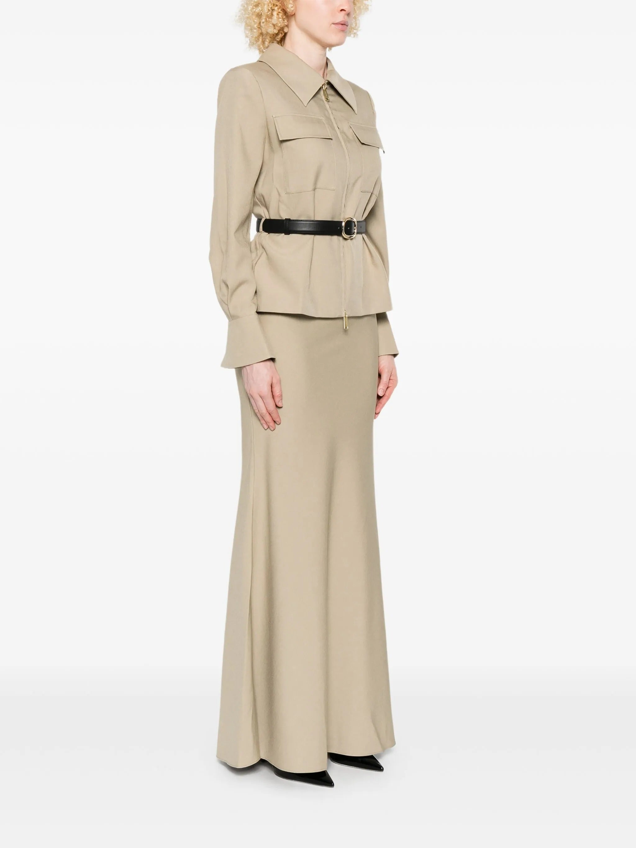 BEIGE TWILL MAXI DRESS