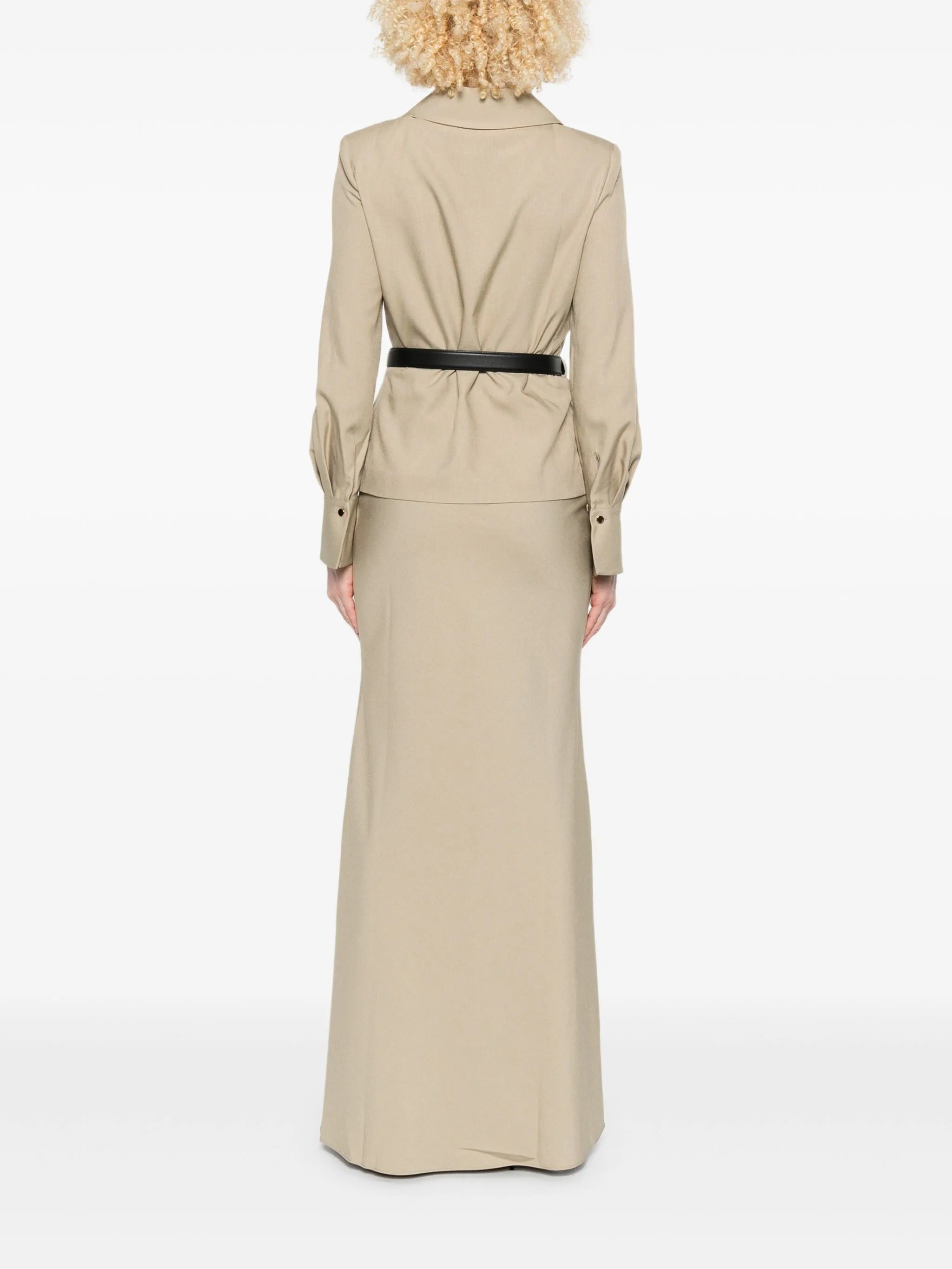 BEIGE TWILL MAXI DRESS