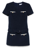 NAVY BOUCLE MINI DRESS