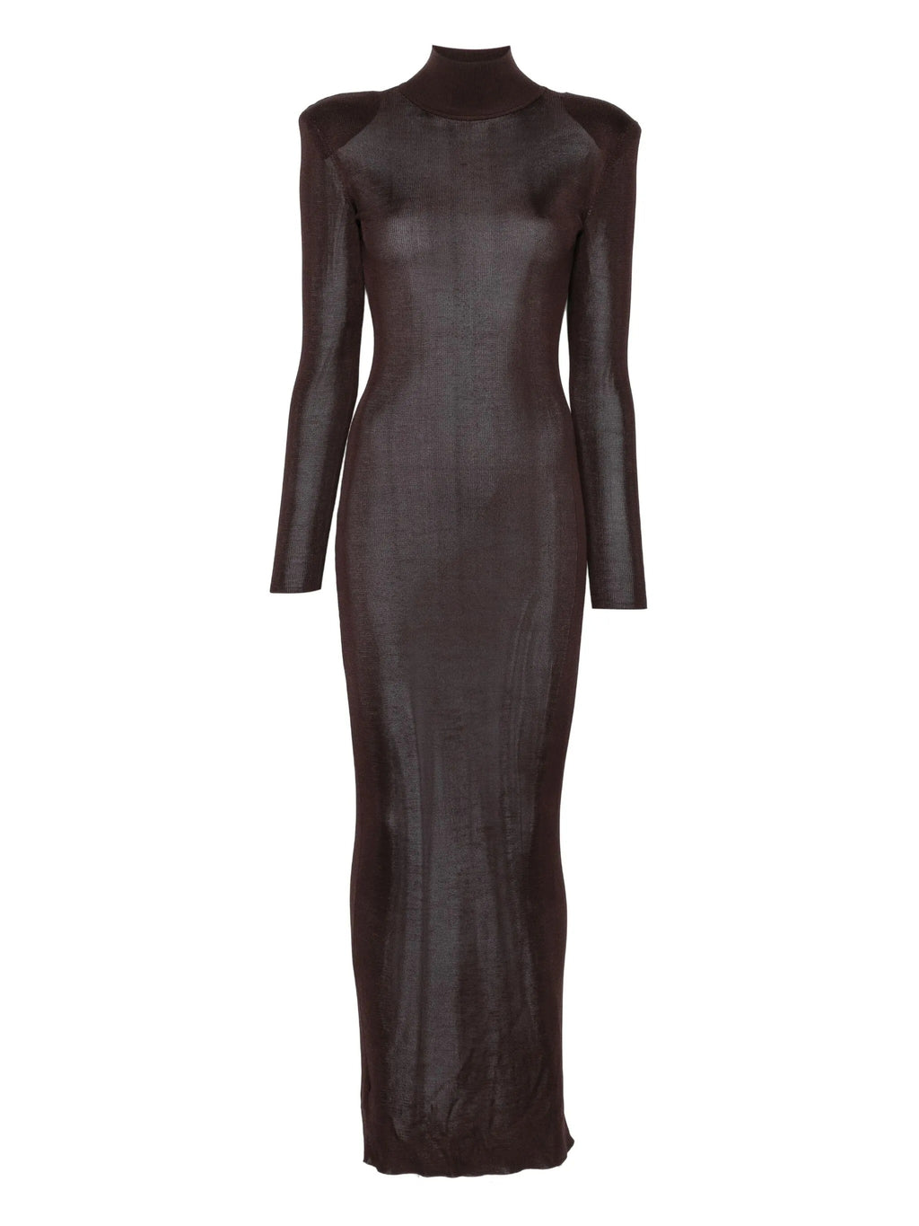 BROWN VISCOSE KNIT MAXI DRESS