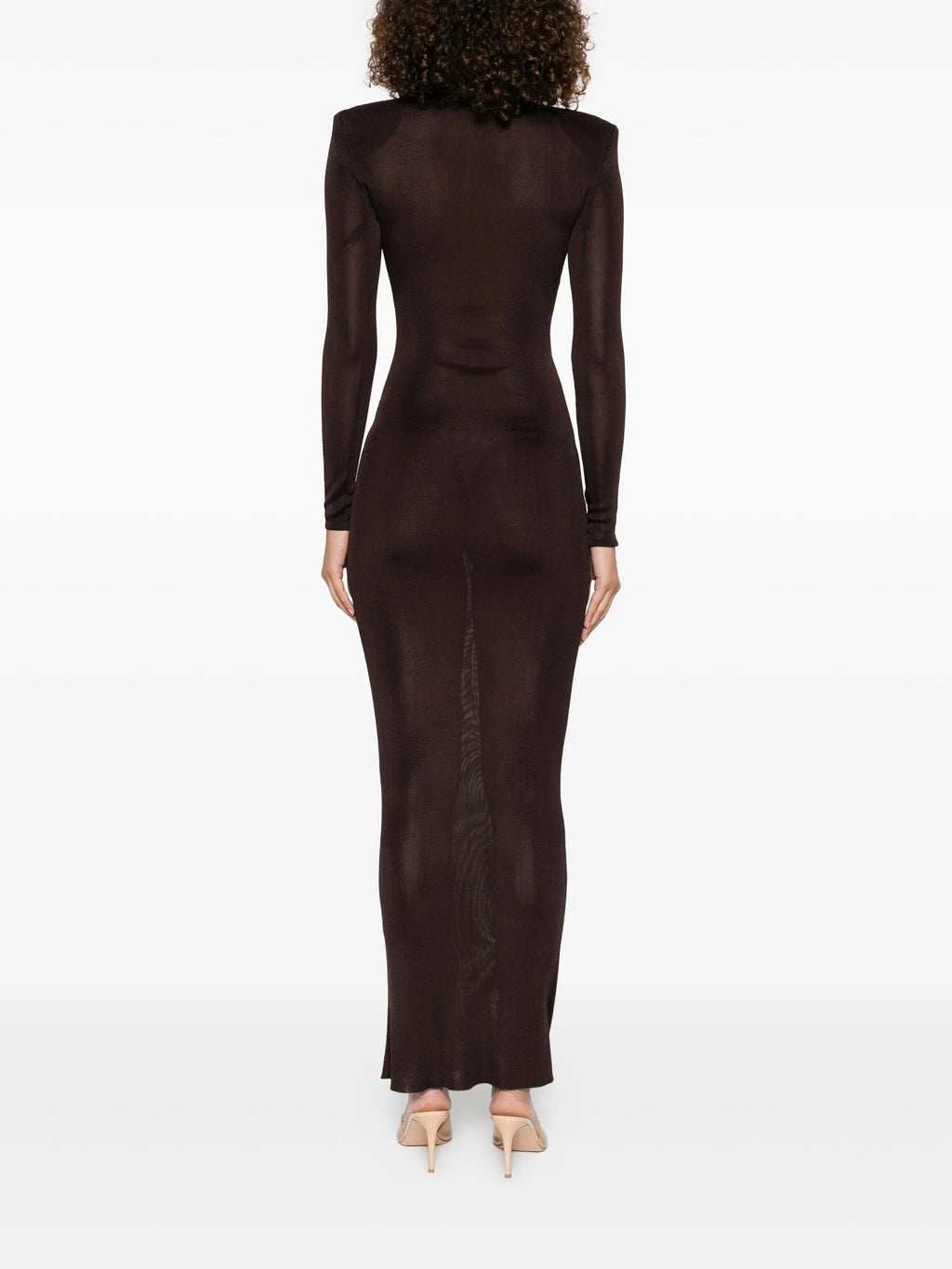BROWN VISCOSE KNIT MAXI DRESS