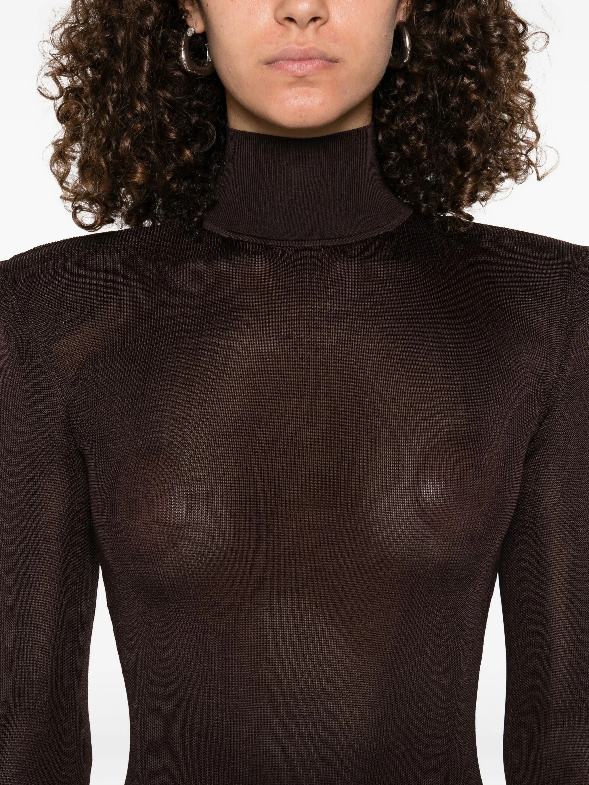 BROWN VISCOSE KNIT MAXI DRESS