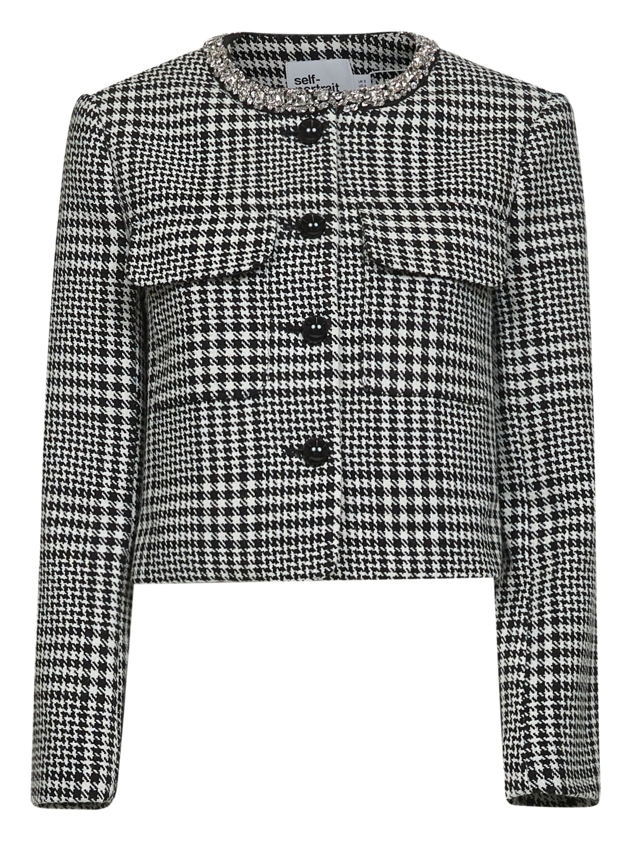 HOUNDSTOOTH CRYSTAL TRIM JACKET