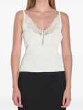 WHITE LACE TRIM RIB KNIT TOP
