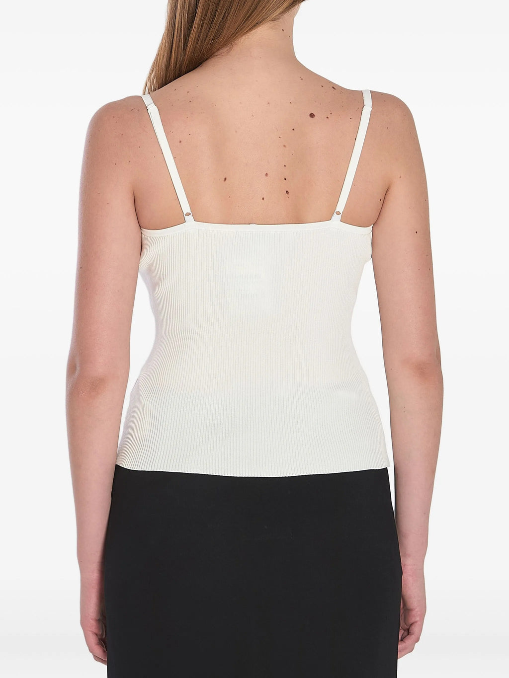 WHITE LACE TRIM RIB KNIT TOP