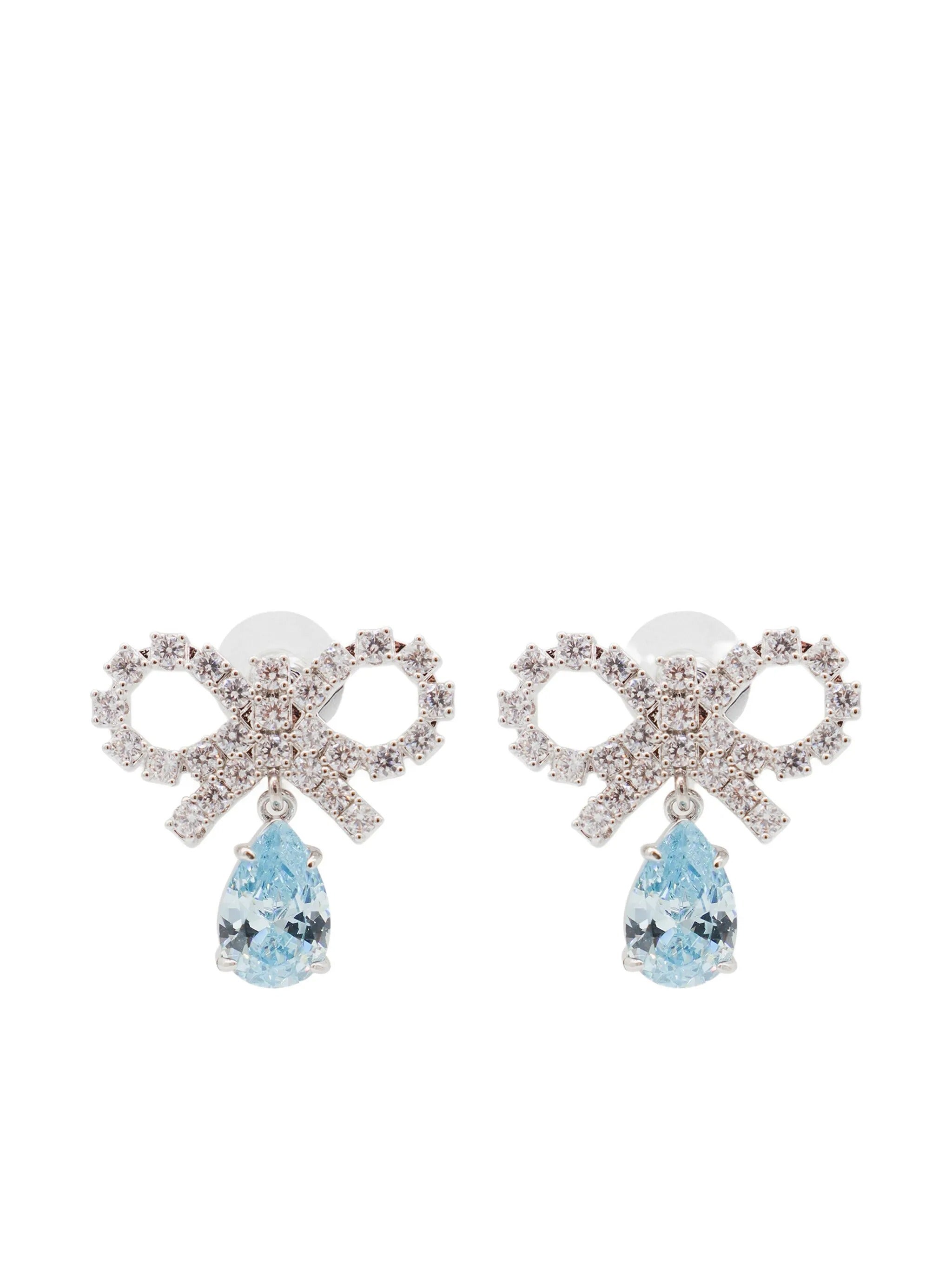 MICRO BOW BLUE DROPLET EARRINGS